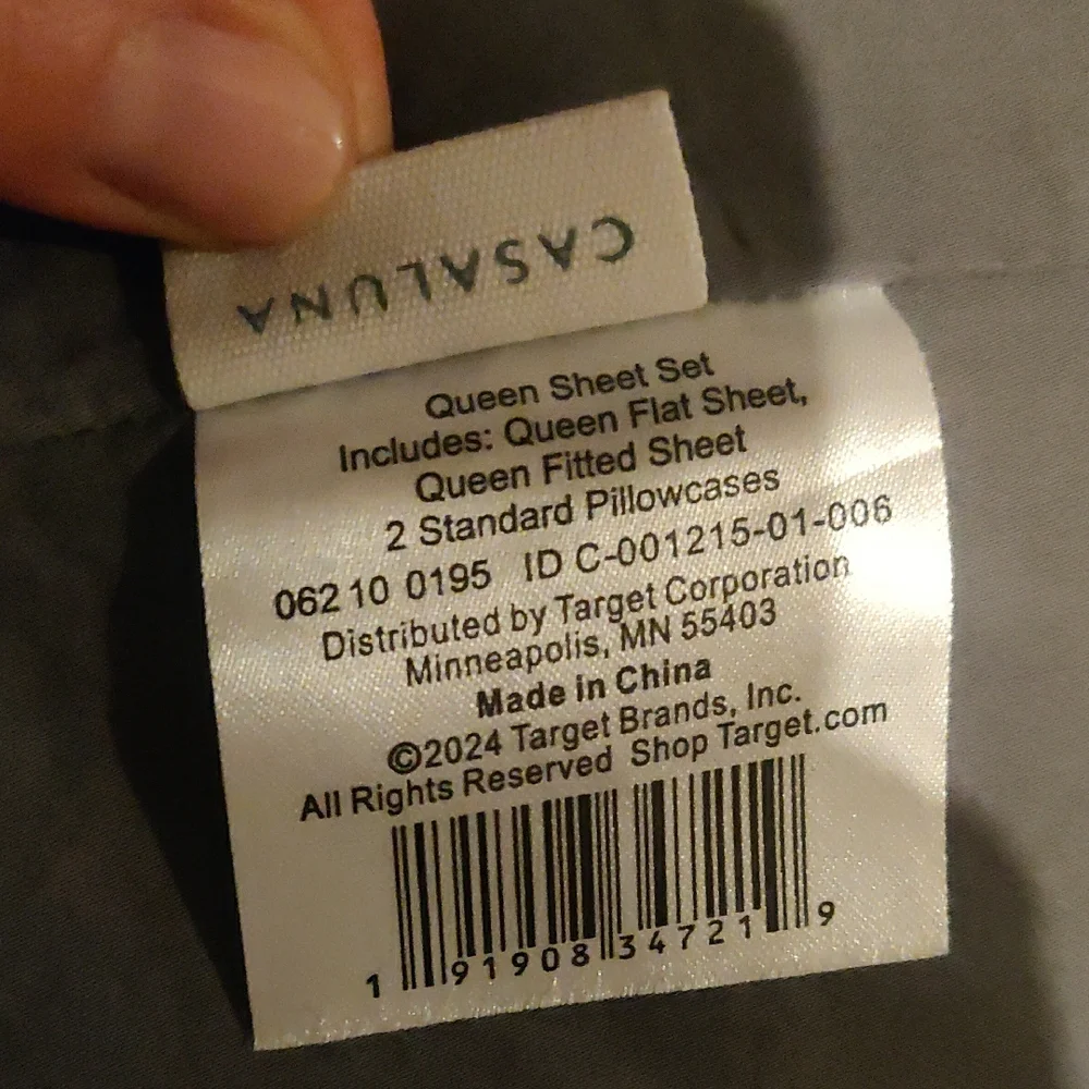 New!Casaluna Queen Supima Sateen Bedding Sheet Set Gray Vintage Retro Inspired